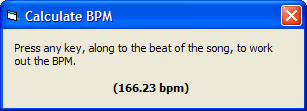 Screenshot of Calculate BPM software