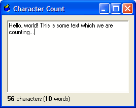 Screenshot of Character Count software